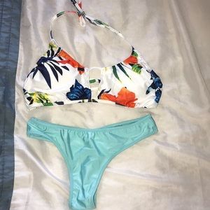 Floral thong bikini